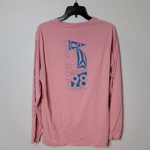 Vineyard Vines Pink Sailboat Long Sleeve POCKET Tee- LARGE